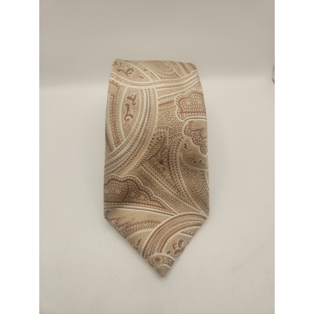 Tasso Elba Silk Tie Classic beige, cream Geo Dress Preppy Work